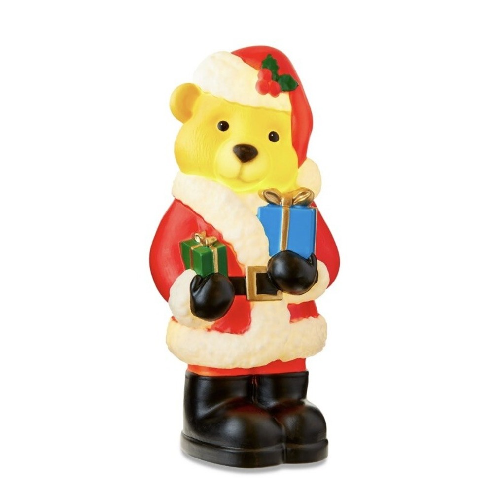 Holiday Time Santa Bear with Presents 11" Tabletop Lighted LED Blow Mold NWT